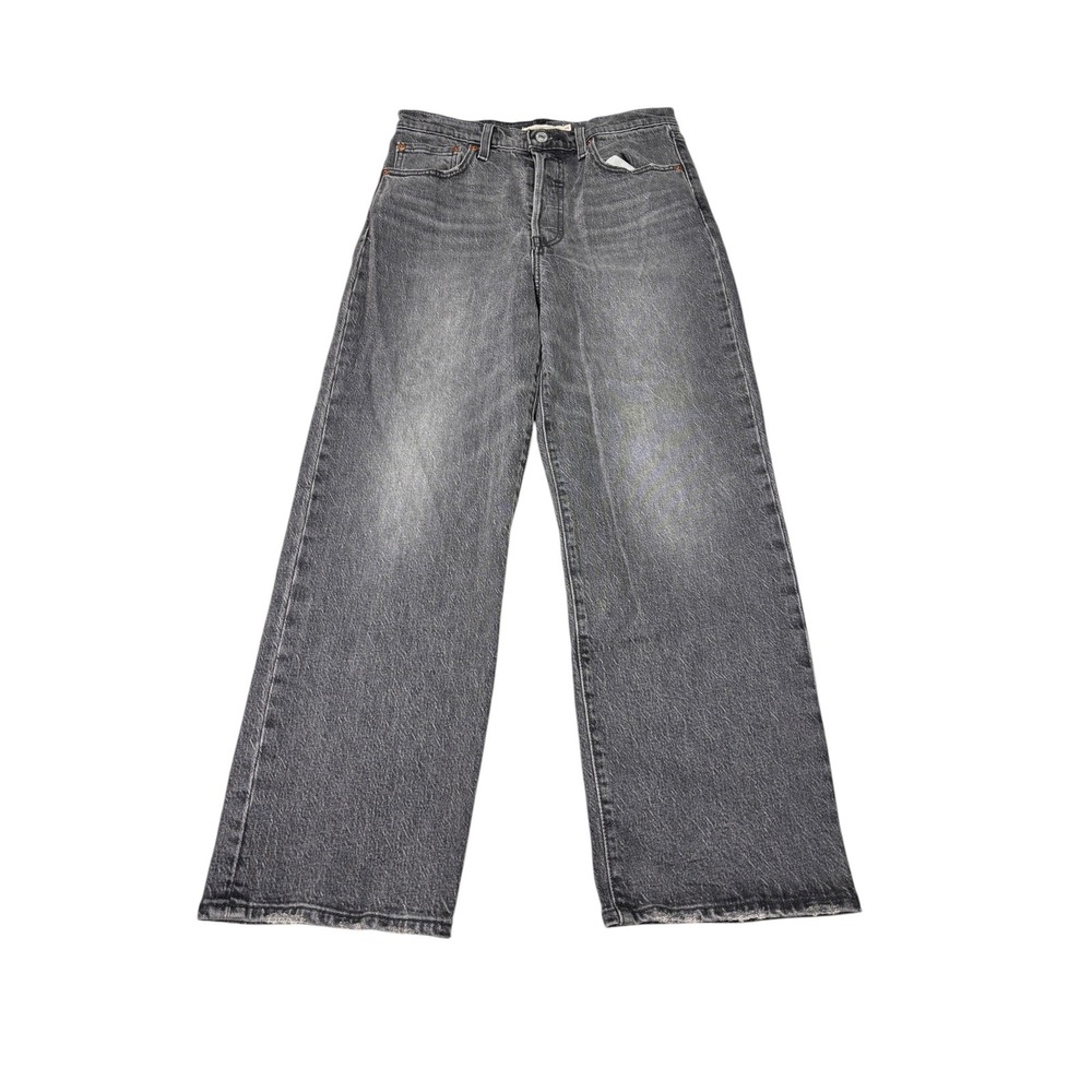 Levis Premium Big E Ribcage Straight Ankle Jeans Womens 28X27 Faded Black